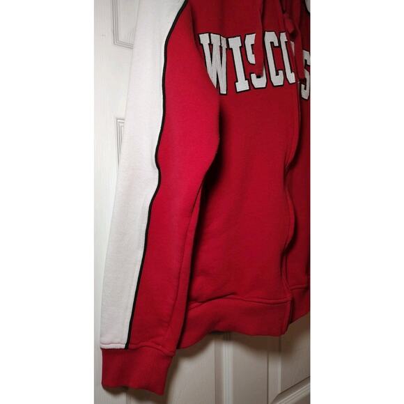 Men's Wisconsin Badgers Hoodie Full Zip Red NCAA Sweatshirt Hooded Logo - Small - Picture 3 of 10